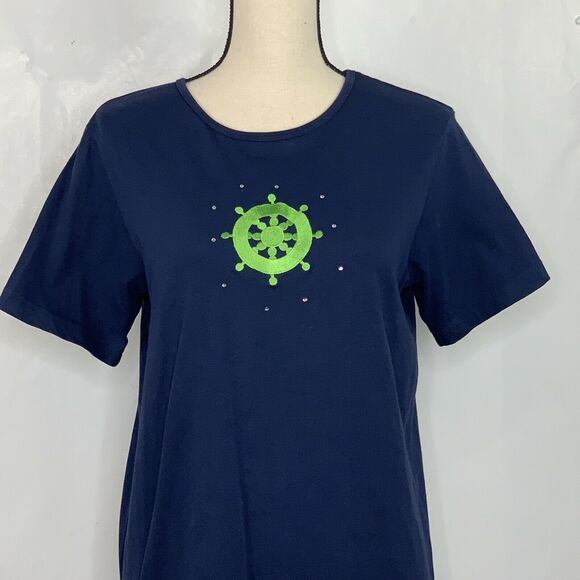 Quaker Factory Navy Blue Sailor Capri Set Size S - Picture 3 of 10